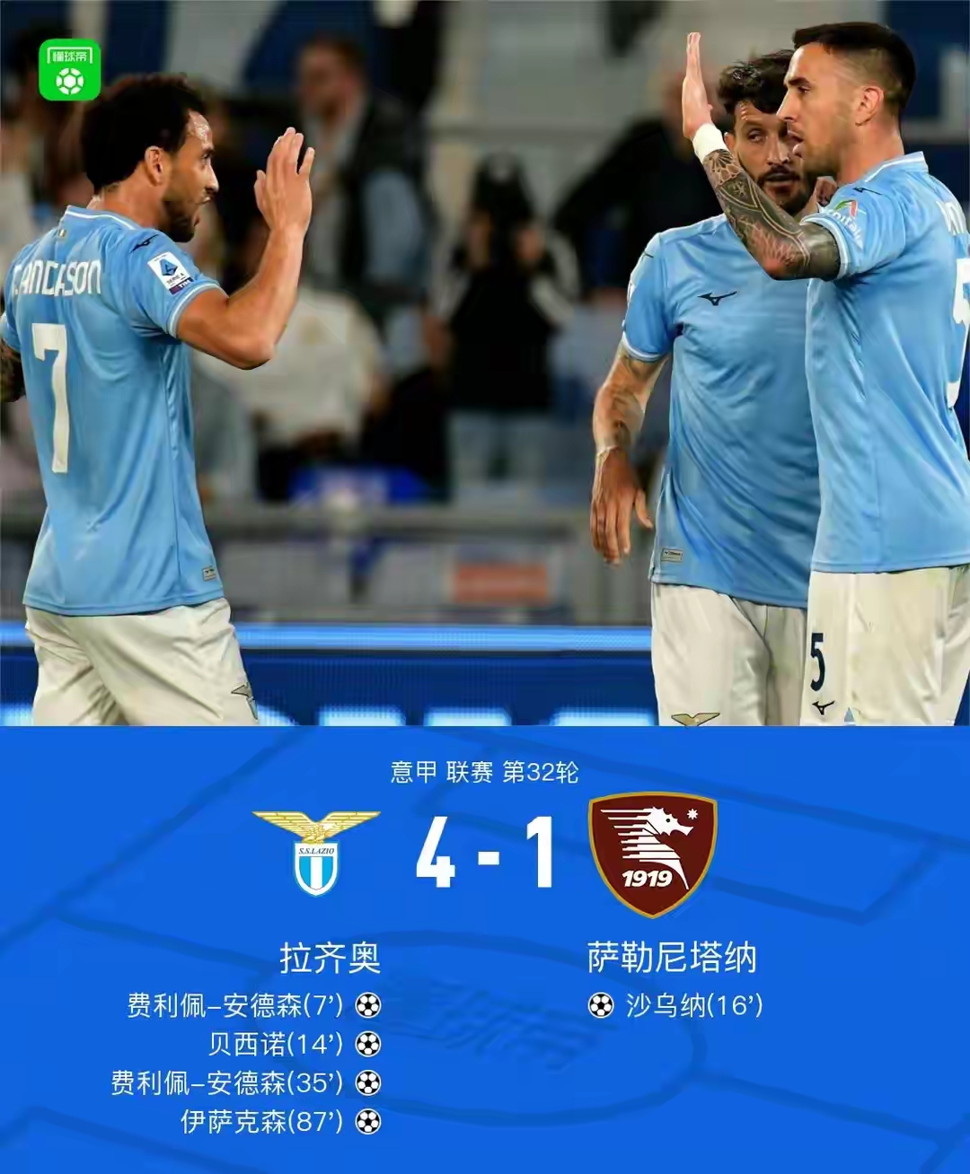 拉齐奥足球队在最近的比赛中斩获胜利 拉齐奥足球队在最近的比赛中斩获胜利